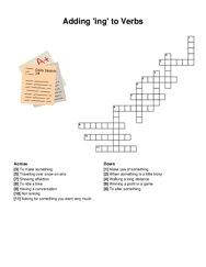 Adding ing to Verbs crossword puzzle