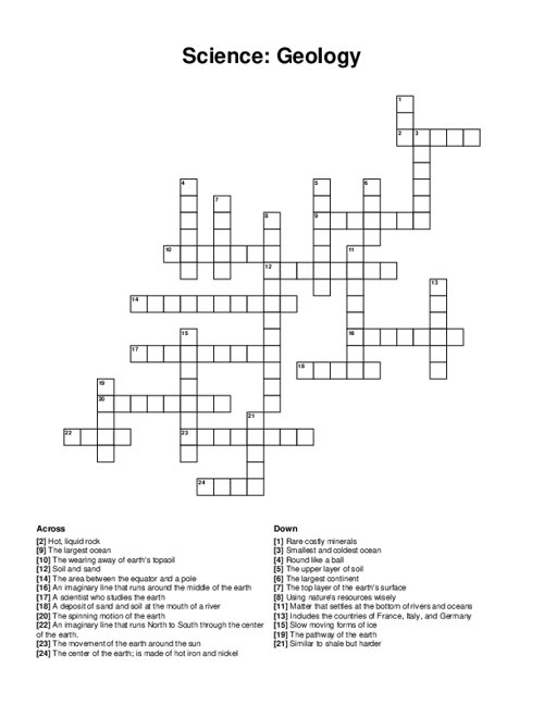 Science: Geology Crossword Puzzle