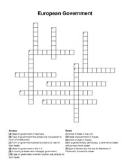 European Government crossword puzzle