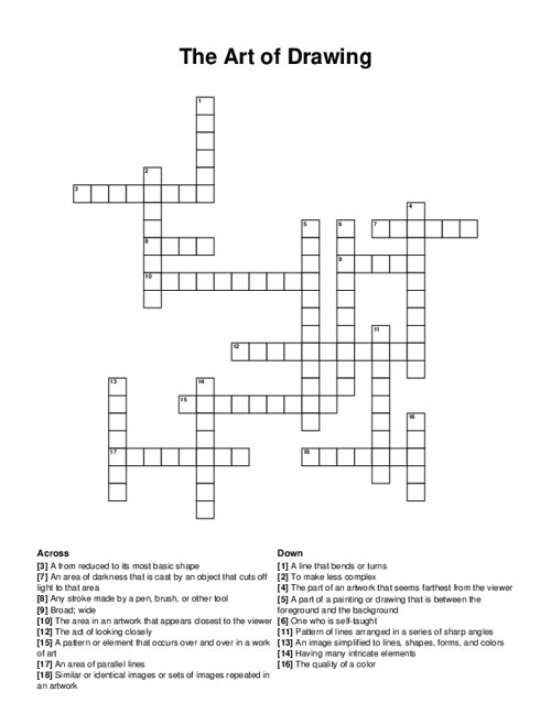 Famous Artists Crossword Puzzle