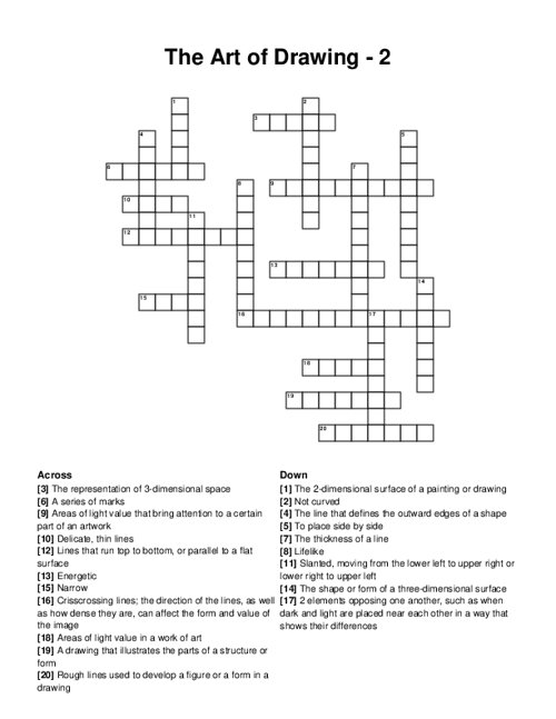 The Art of Drawing - 2 Crossword Puzzle
