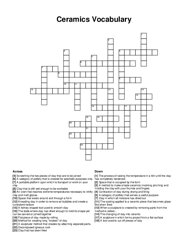Ceramics Vocabulary crossword puzzle