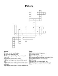 Pottery crossword puzzle