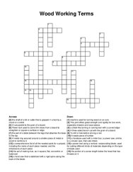 Wood Working Terms crossword puzzle