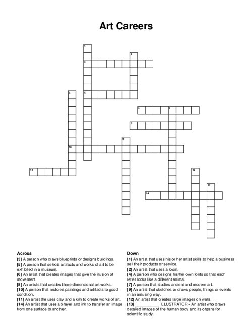 Art Careers Crossword Puzzle