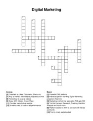 Digital Marketing crossword puzzle