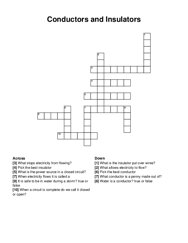 Conductors and Insulators crossword puzzle