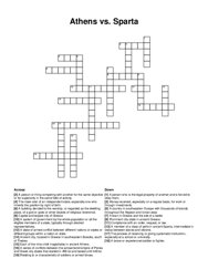 Athens vs. Sparta crossword puzzle
