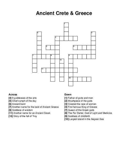 Ancient Crete & Greece Crossword Puzzle
