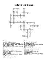 Artemis and Greece crossword puzzle