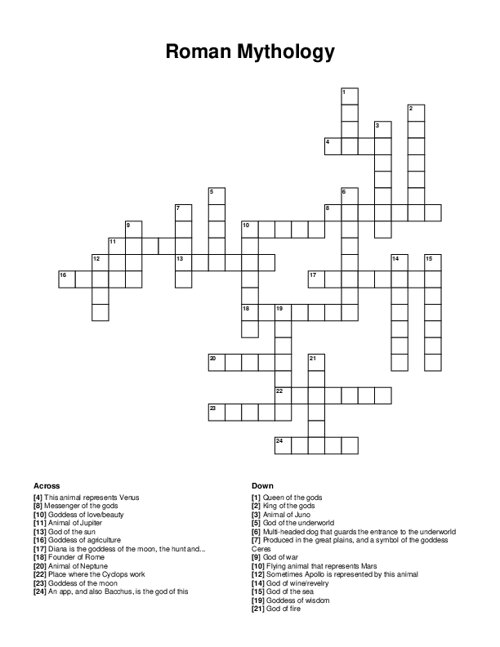 Roman Mythology Crossword Puzzle