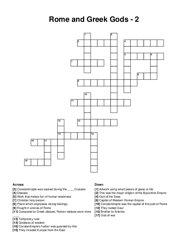 Rome and Greek Gods - 2 crossword puzzle