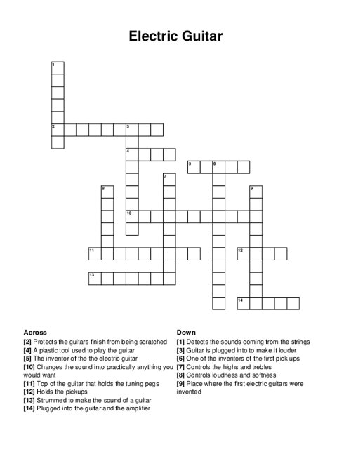 Electric Guitar Crossword Puzzle