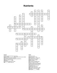 Nutrients crossword puzzle