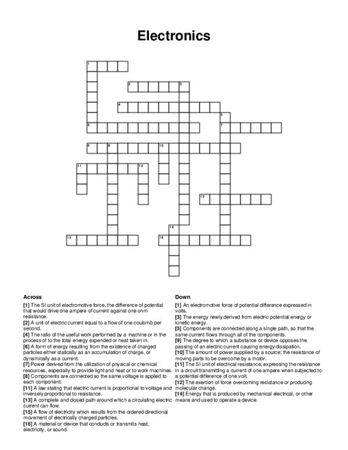 Electronics Crossword Puzzle