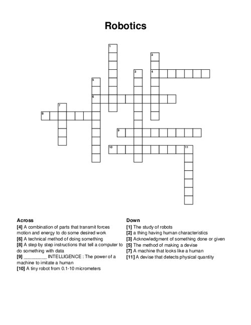 Robotics Crossword Puzzle