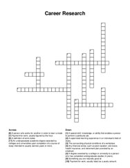 Career Research crossword puzzle