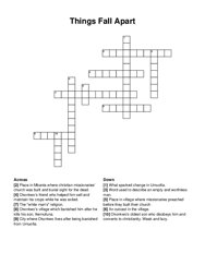 Things Fall Apart crossword puzzle