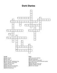 Dork Diaries crossword puzzle