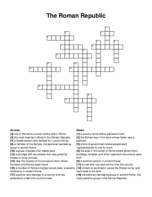 The Roman Republic Crossword Puzzle