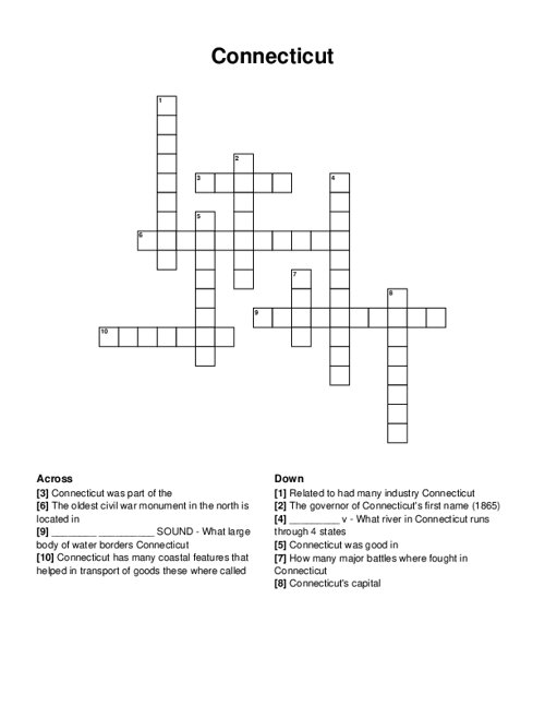 Connecticut Crossword Puzzle