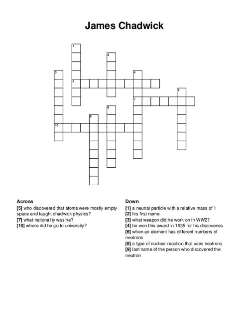 James Chadwick Crossword Puzzle