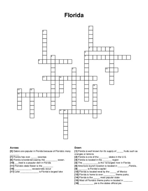 Florida Crossword Puzzle