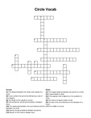 Circle Vocab crossword puzzle