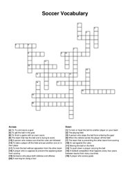 Soccer Vocabulary crossword puzzle