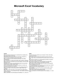 Microsoft Excel Vocabulary crossword puzzle