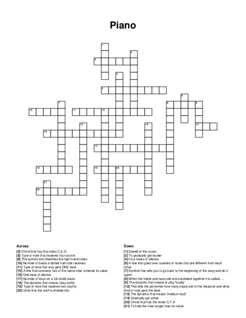 Beauty and the Beast Crossword Puzzle