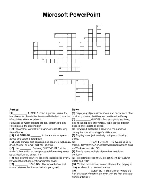 Microsoft PowerPoint Crossword Puzzle