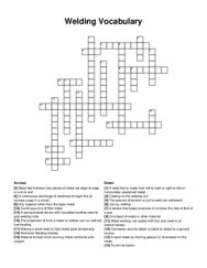 Welding Vocabulary crossword puzzle