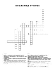 Most Famous TV series crossword puzzle