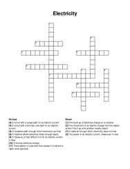 Electricity crossword puzzle