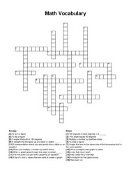 Math Vocabulary crossword puzzle