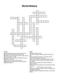 World History crossword puzzle