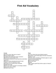 First Aid Vocabulary crossword puzzle