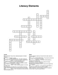 Literacy Elements crossword puzzle