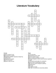 Literature Vocabulary crossword puzzle