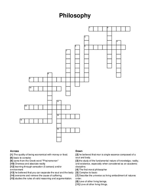 Philosophy Crossword Puzzle