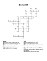 Blacksmith crossword puzzle