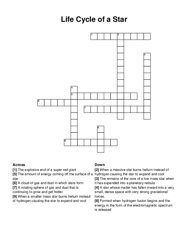 Life Cycle of a Star crossword puzzle