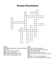 Russian Revolutions crossword puzzle