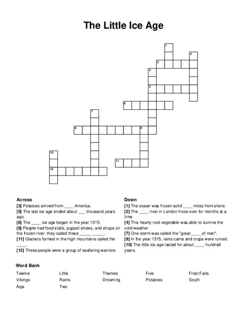 The Little Ice Age Crossword Puzzle