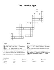 The Little Ice Age crossword puzzle
