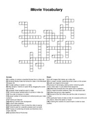 iMovie Vocabulary crossword puzzle