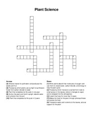 Plant Science crossword puzzle