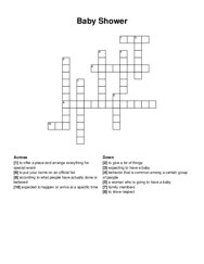 Baby Shower crossword puzzle