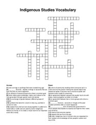 Indigenous Studies Vocabulary crossword puzzle